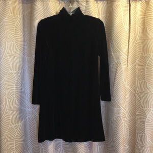 Velvet little black dress, long sleeve